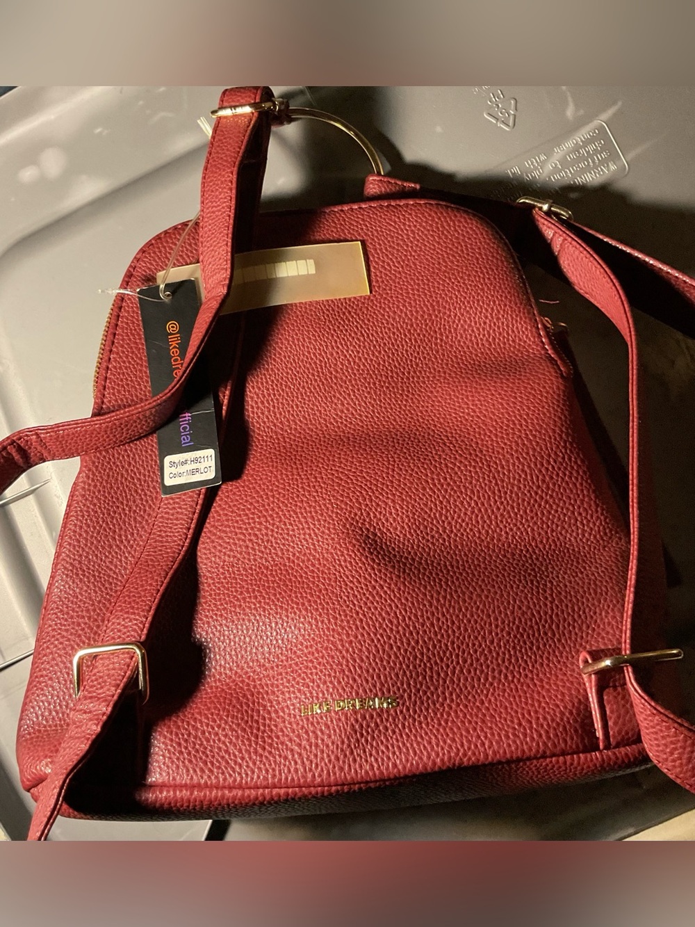 Women's Maroon/ Merlot Faux Leather Backpack With Bow - Picture 2 of 4